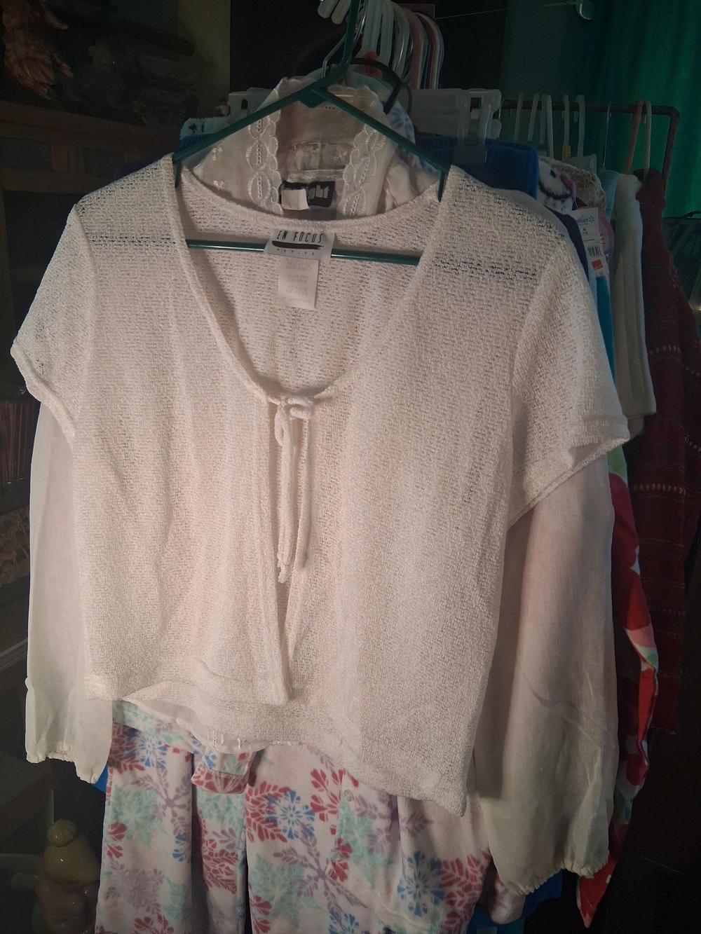 Enfocus Studio Cream Sheer Tie-Front Tunic